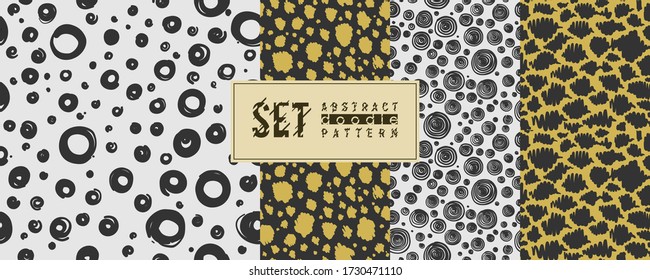 Seamless vector doodle set ink pattern. Trend set for 3D modeling masks, backgrounds, textiles, textures, wallpapers, paper and prints.