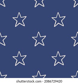 Seamless vector doodle stars pattern. Chaotic hand drawn lines background. For fabric, textile, wrapping, cover etc.