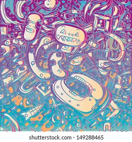 seamless vector doodles colorful pattern