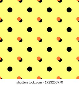 Seamless vector dot abstract pattern. Trendy round shape. Geometric summer polka dot circles. Bright yellow and orange repeat line design. Perfect for fashion, fabric, textile, and web graphic design.