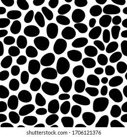 Seamless vector dot pattern. Hand drawn black spots isolated on white background. Random circles Ornament for textile, clothes, print, wrapping paper, wallpaper.  Abstract dotted stock illustration