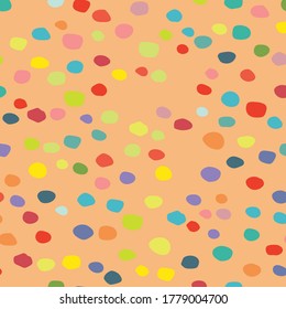 Seamless Vector Dot. Rainbow Party Color Background. Abstract Eps Dot Sparkle. Abstract Fashion Icon. Blue Flying Background Spray. Polka Dot. Purple Random Spot Birthday. Small Pattern Baby Splash.