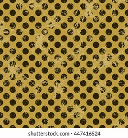 Seamless vector dotted pattern. Creative geometric brown background with circles. Grunge texture with attrition, cracks and ambrosia. Old style vintage design. Graphic illustration.  