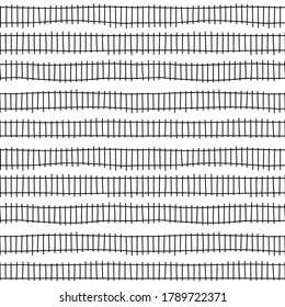 Dibujo vectorial de garabatos en monocromo. Patrón textil, tejido de hilos. Fondo de barra regular