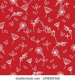 Seamless vector drawing floral on red backround. EPS 10 illustration