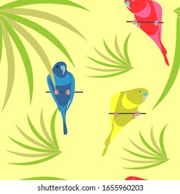 seamless vector drawing of wavy parrots