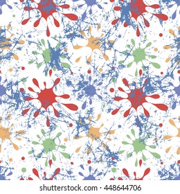 Seamless vector drawn pattern. Creative colorful background with blots. Texture with attrition, cracks. Graphic illustration. Series of Drawn Creative Artistic Seamless Patterns. 