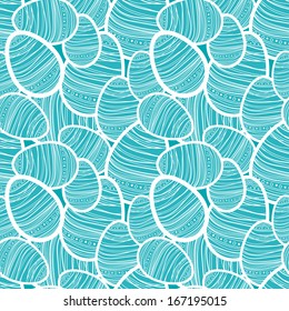 Seamless vector easter pattern with decorated egg stickers