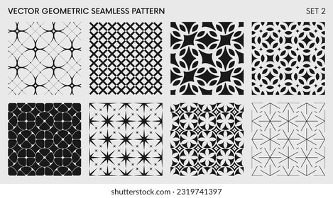 Seamless vector elegant abstract geometric pattern for various design, Black and white rhythmic repeating texture, creative modern background with element various shapes, set 2 svg