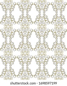 Seamless vector elegant classical pattern yellow and grey on white or transparent background. For various design purposes or textile.