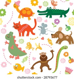 Seamless vector elements of children's drawings