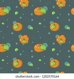 Seamless vector endless hand drawn pumpkin pattern.