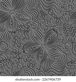 papel de pared sin costura vectorial con flores inusuales. patrón de fondo abstracto monocromático