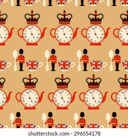 seamless vector english tea time pattern