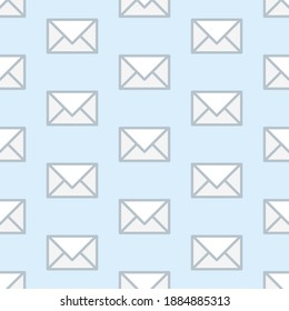 Seamless vector envelopes pattern. Letters mail post blue background for design, fabric, presentation, advertising banner, textile