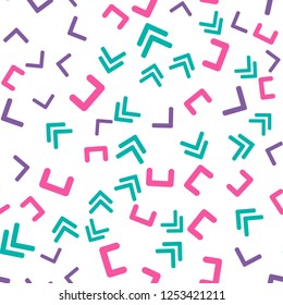 Seamless vector EPS 10  Colorful pattern with different shapes objects. Texture background for textile, print, paper, fabric background, wallpaper