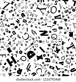 Seamless vector EPS 10 with letters. Texture background for textile, print, paper, fabric background, wallpaper