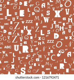 Seamless vector EPS 10 with letters. Texture background for textile, print, paper, fabric background, wallpaper