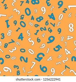 Seamless vector EPS 10 pattern with different numbers. School and Education concept