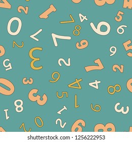 Seamless vector EPS 10 pattern with different numbers. School and Education concept
