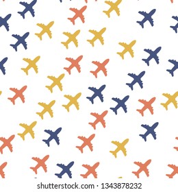 Seamless vector EPS 10 pattern with Plane Aircraft. Travel concept