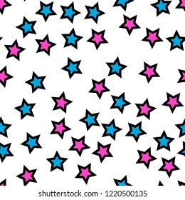 Seamless vector EPS 10 Stars and night sky. Flat geometric pattern texture. Multicolor abstract background for print and textile