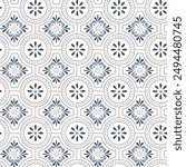 Seamless vector ethnic blue, dark blue ornament. Floor Tiles Moroccan Design Decor For Interior Exterior Home Decoration Murals Design Used Ceramic Tile on white background.