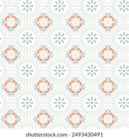 Seamless vector ethnic blue ornament. Floor Tiles Moroccan Design Decor For Interior Exterior Home Decoration Murals Design Used Ceramic Tile on beige background.