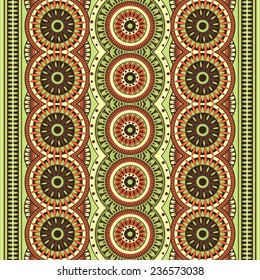 Seamless vector ethnic circular pattern with geometric designs, pattern can be used for wallpaper, pattern fills, web page background, surface textures 