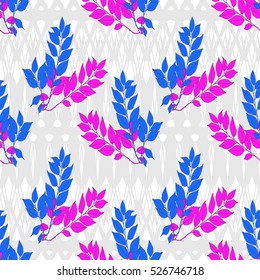 Seamless vector ethnic design with  with tree branches. Ornamental tribal background