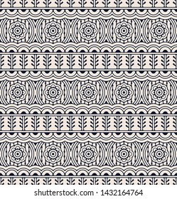 seamless vector ethnic floral hand drawn mirror pattern. seamless template in swatch panel. design for print, textile, packaging