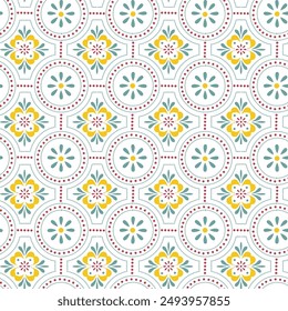 Vector sin costura verde étnico, adorno amarillo. Decoración de diseño marroquí para la decoración interior exterior del hogar Diseño de murales de decoración de azulejos de cerámica usada sobre fondo blanco.