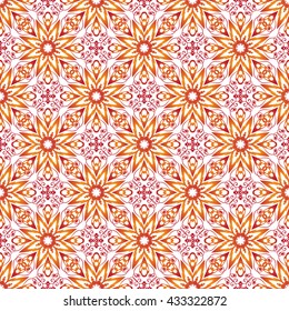 Seamless vector ethnic ornament. Detailed openwork pattern of mandalas on a white background.
