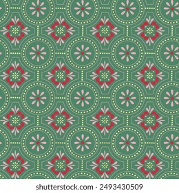 Seamless vector ethnic ornament. Floor Tiles Moroccan Design Decor For Interior Exterior Home Decoration Murals Design Used Ceramic Tile on green background.