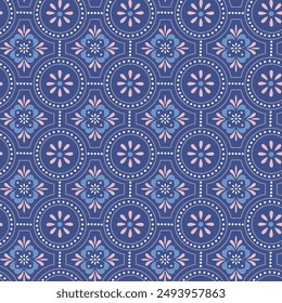 Seamless vector ethnic ornament. Floor Tiles Moroccan Design Decor For Interior Exterior Home Decoration Murals Design Used Ceramic Tile on blue background.