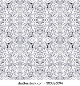 Seamless vector ethnic pattern, pattern can be used for wallpaper, pattern fills, surface textures . Black and white