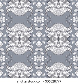 Seamless vector ethnic pattern, pattern can be used for wallpaper, pattern fills, surface textures . Black and white