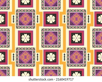 Seamless vector ethnic pattern. Geometric folk ornament with oriental motifs. Boho style design with Aztec, Mayan, Peruvian, Mexican motifs.