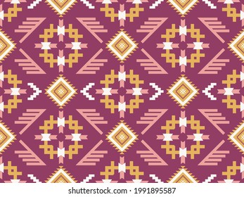 Seamless vector ethnic pattern. Traditional geometric folk ornament. Indian, Turkish, Mexican, American, Aztec motives. 