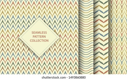 Seamless vector ethnic textile pattern set. Abstract background geometric zig zag texture. Simple minimalistic native print collection. Web page fill folk mexican or african line chevron ornament