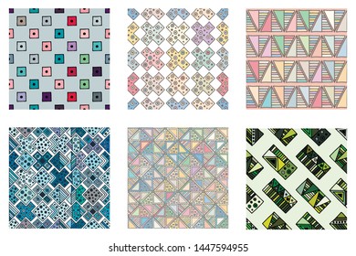 Seamless vector etnic tribal, traditional geometric abstract pattern geometrical background with hand drawn vector tribal element Etnic print, seamless vector background geometric Back ground pattern
