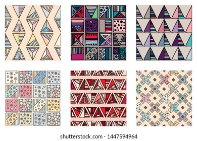 Seamless vector etnic tribal, traditional geometric abstract pattern geometrical background with hand drawn vector tribal element Etnic print, seamless vector background geometric Back ground pattern