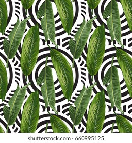 Seamless Vector Exotic Leaves Pattern