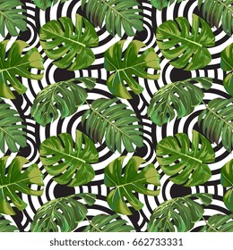 Seamless Vector Exotic Leaves Pattern