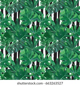 Seamless Vector Exotic Leaves Pattern