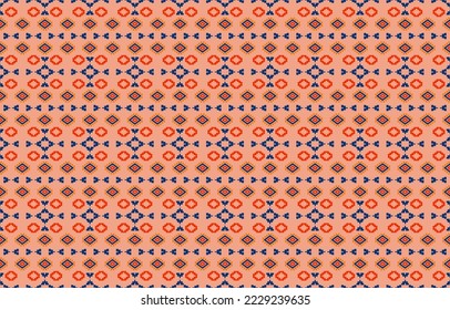 Seamless vector fabric home or fabric wallpaper design. Tribal ethnic pattern with geometric elements. Design for background, carpet, clothing, wrapping, fabric, batik, illustration, embroidery style.