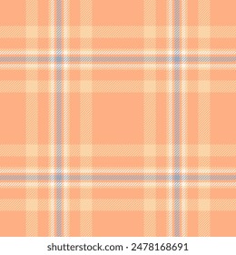 Seamless vector fabric of plaid check texture with a textile pattern tartan background in orange and old lace colors.