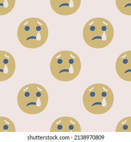 Seamless vector facial expression pattern. Repeat chat emoji background for fabric, textile, wrapping, cover etc.	
