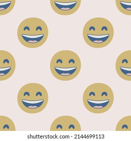 Seamless vector facial expression pattern. Repeat faces background for fabric, textile, wrapping, cover etc.