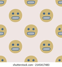 Seamless vector facial expression pattern. Repeat funny heads background for fabric, textile, wrapping, cover etc.	